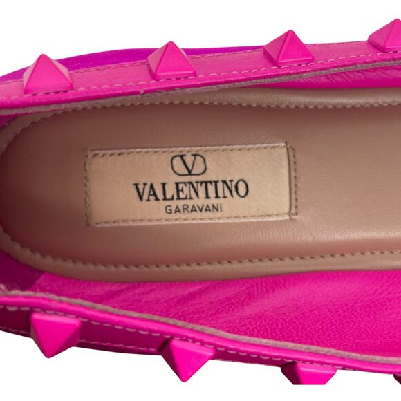 Valentino Garavani Rockstud Satin Square Ballet Flat Hot Pink Size 42 - Picture 13 of 15